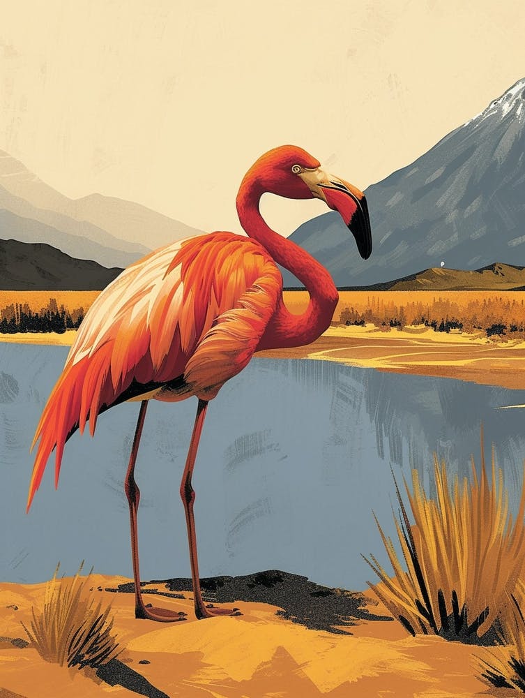 Greater Flamingo South America Chile Tropical Illustration 6