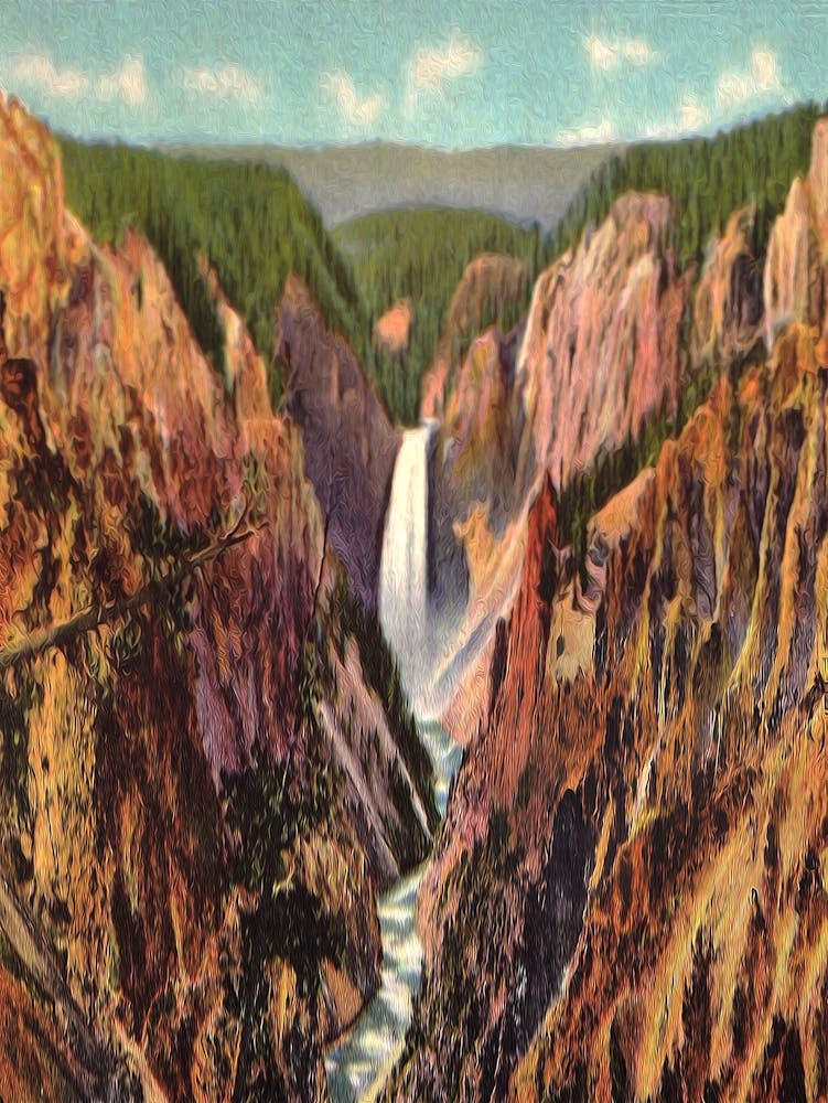Yellowstone National Park In Wyoming, Here The Park S Grand Canyon And Waterfalls