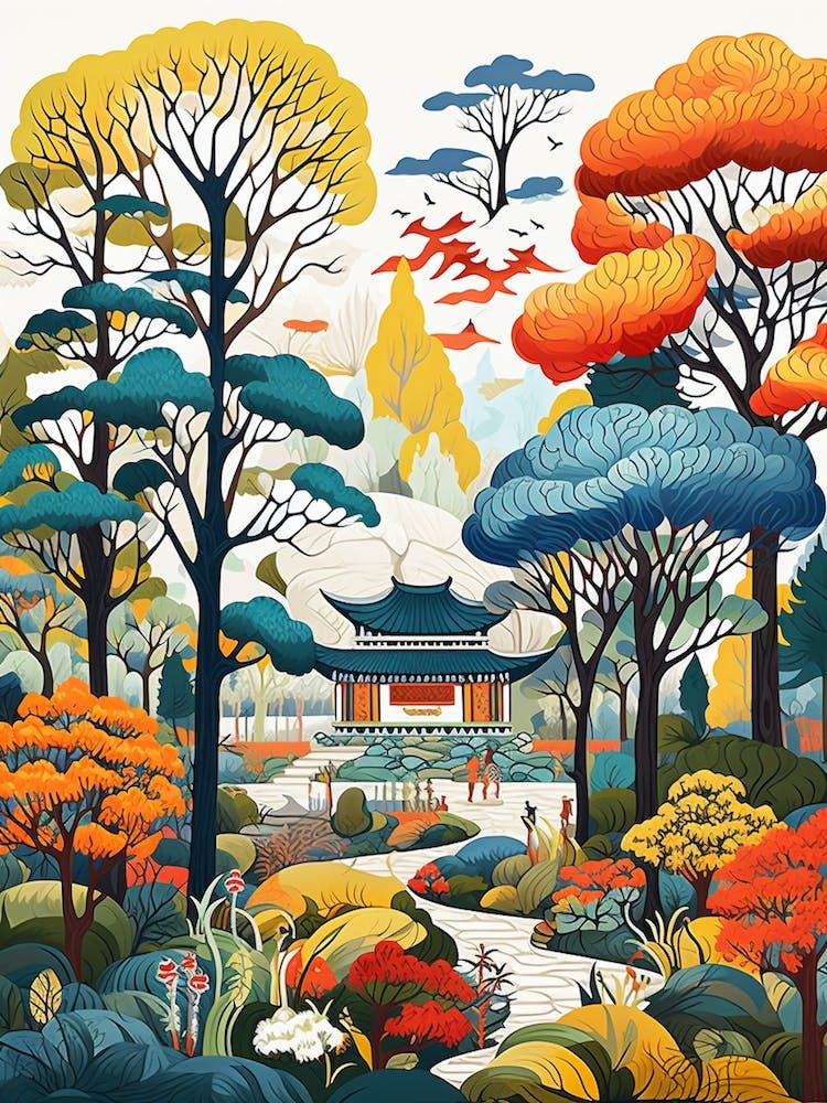 The Garden Of Morning Calm Corée Du Sud Illustration Moderne 1
