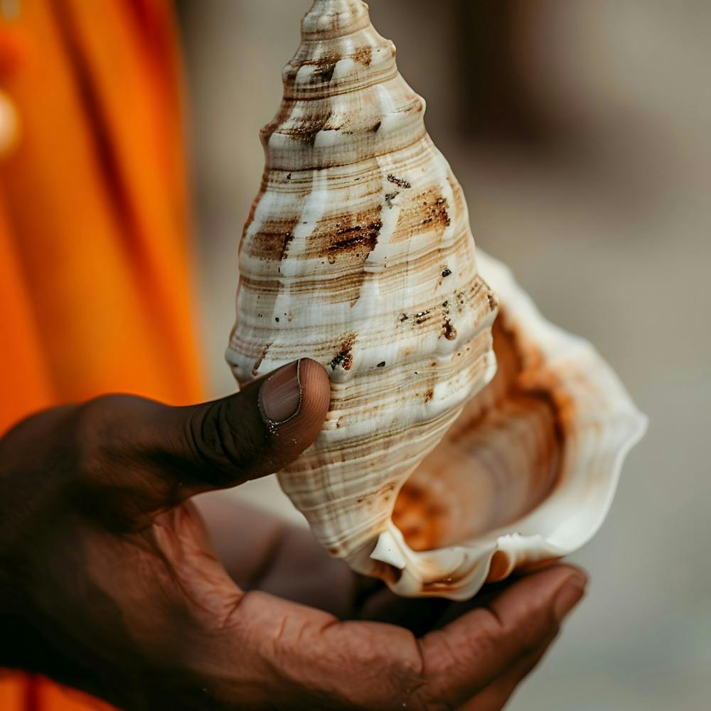 Man Holding A Seashell