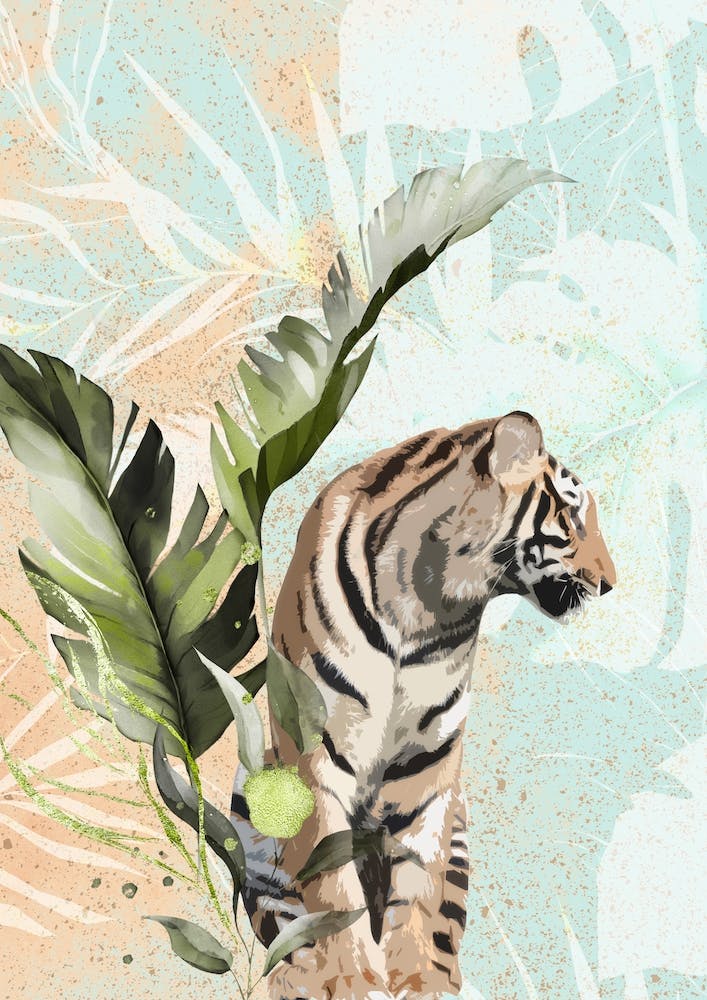 Tiger With Leaf