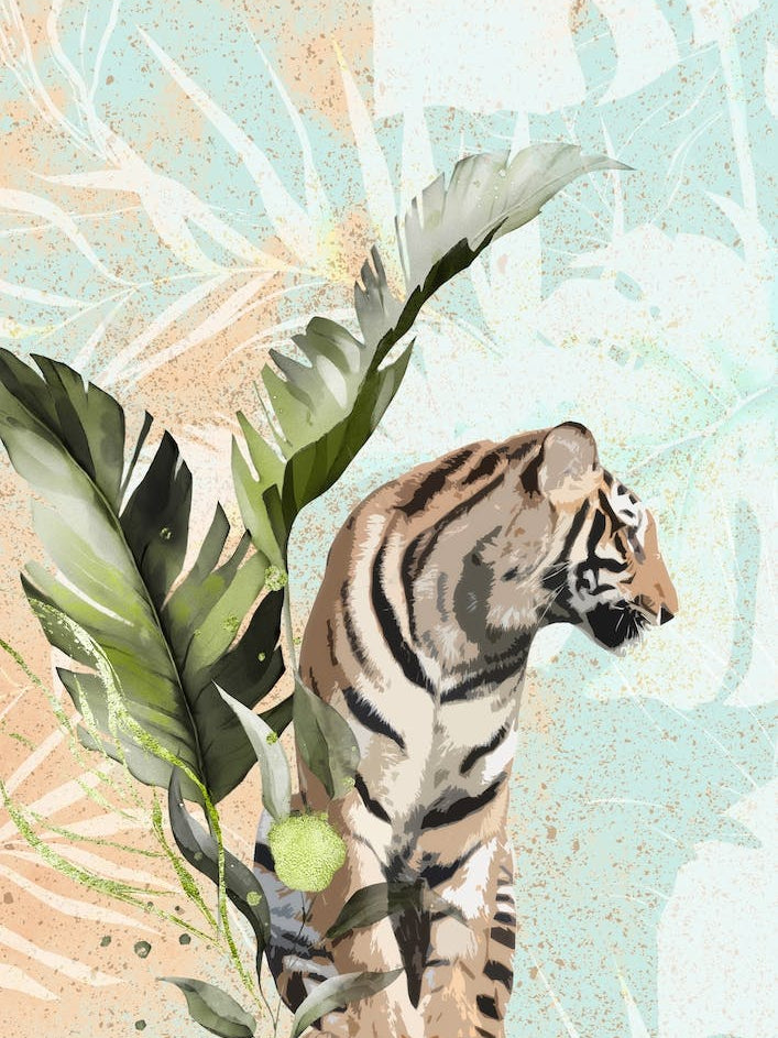 Tiger With Leaf
