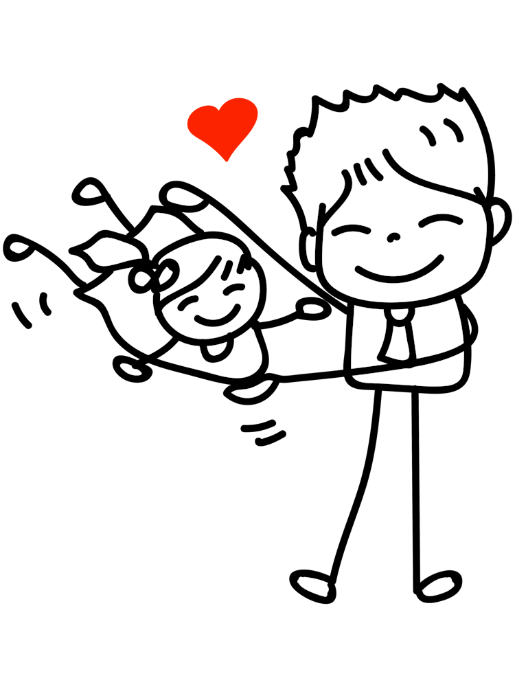 Family Dad And Daughter White Fill