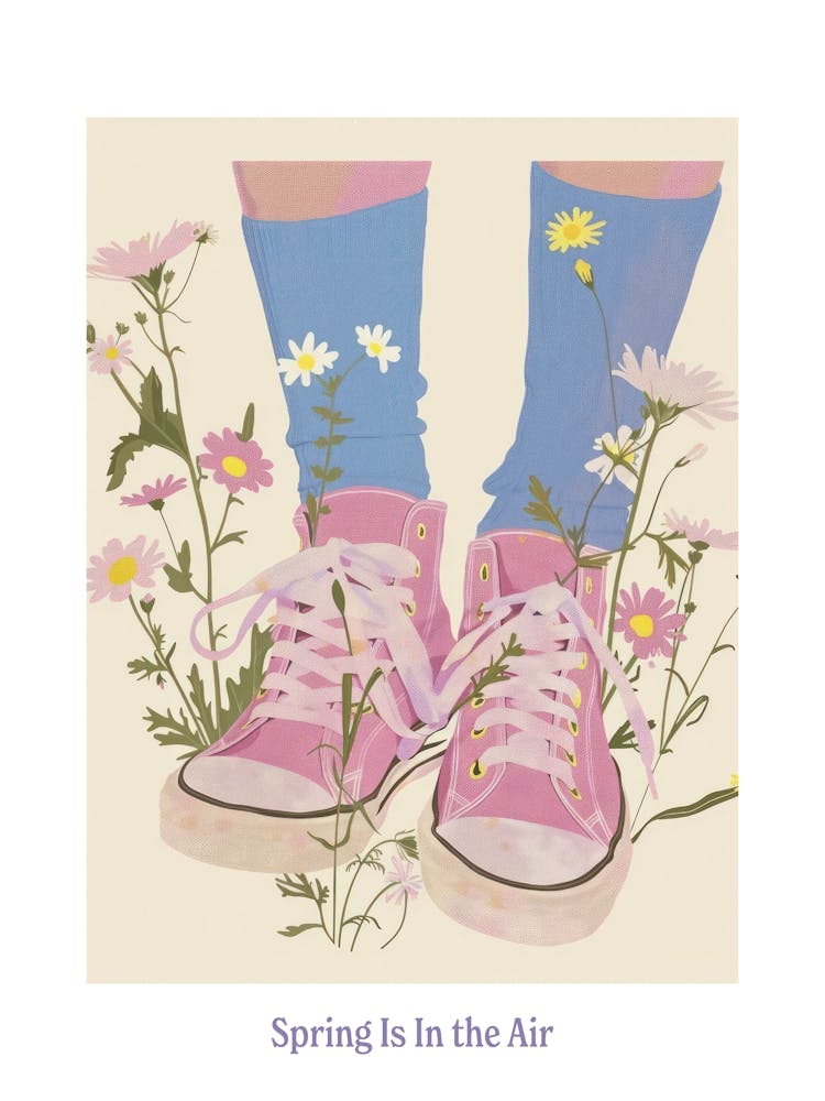 Spring In In The Air Pink Shoes And Wild Flowers 2