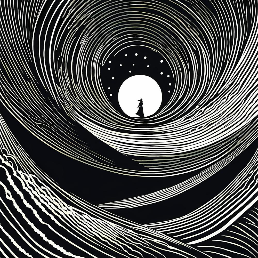 A Mysterious Abyss Composed Of Lino cut, 129