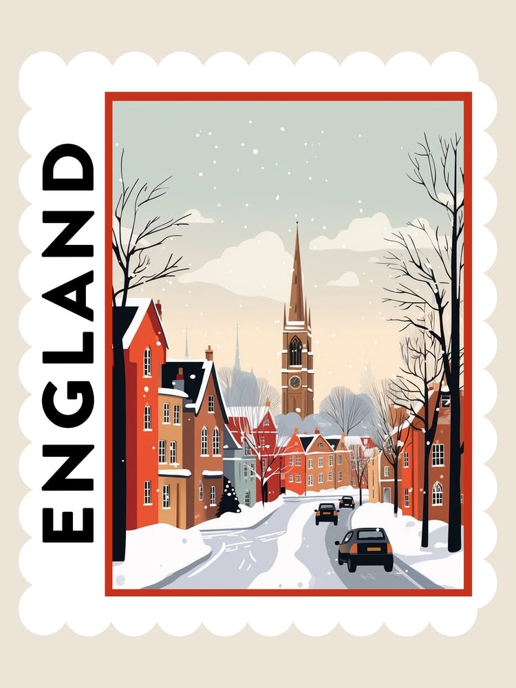Retro Winter Stamp Poster Bristol United Kingdom