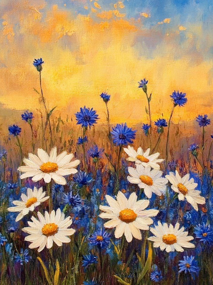 Daisies At Sunset
