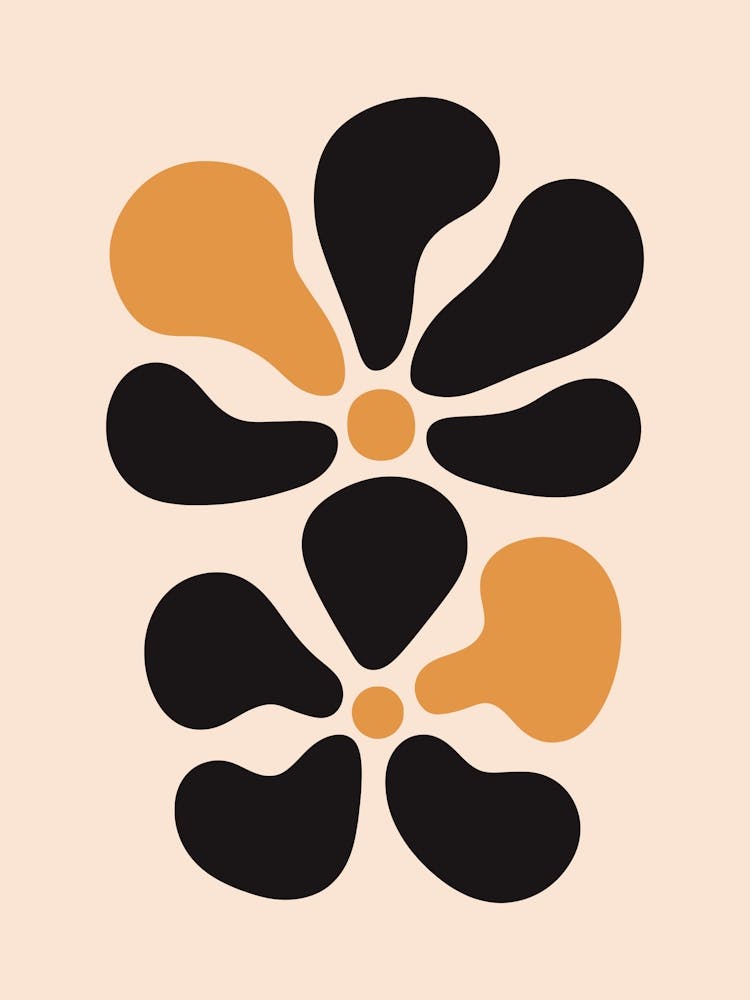Schwarz-Orange Blumen