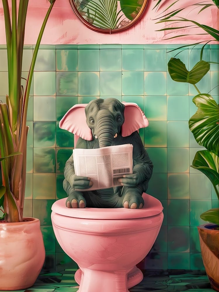 Elephant Bathroom Print Funny Bathroom Wall Decor Toilet Wall Art Bathroom Wall Art Toilet Poster Funny Animal Bathroom Prints Toilet Poster