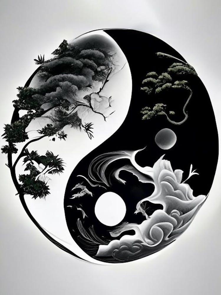 Black And White Yin and Yang 5, Illustration