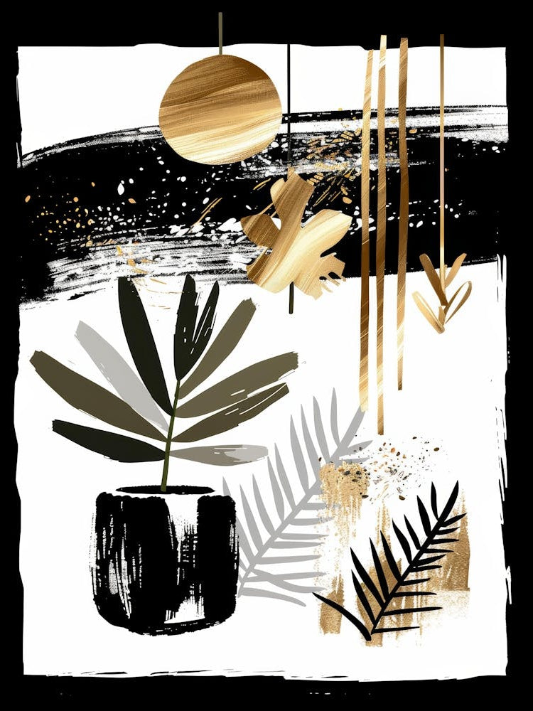 Gold And Black Abstract Painting 102