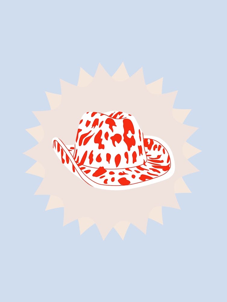 Cow Print Cowboy Hat Blue