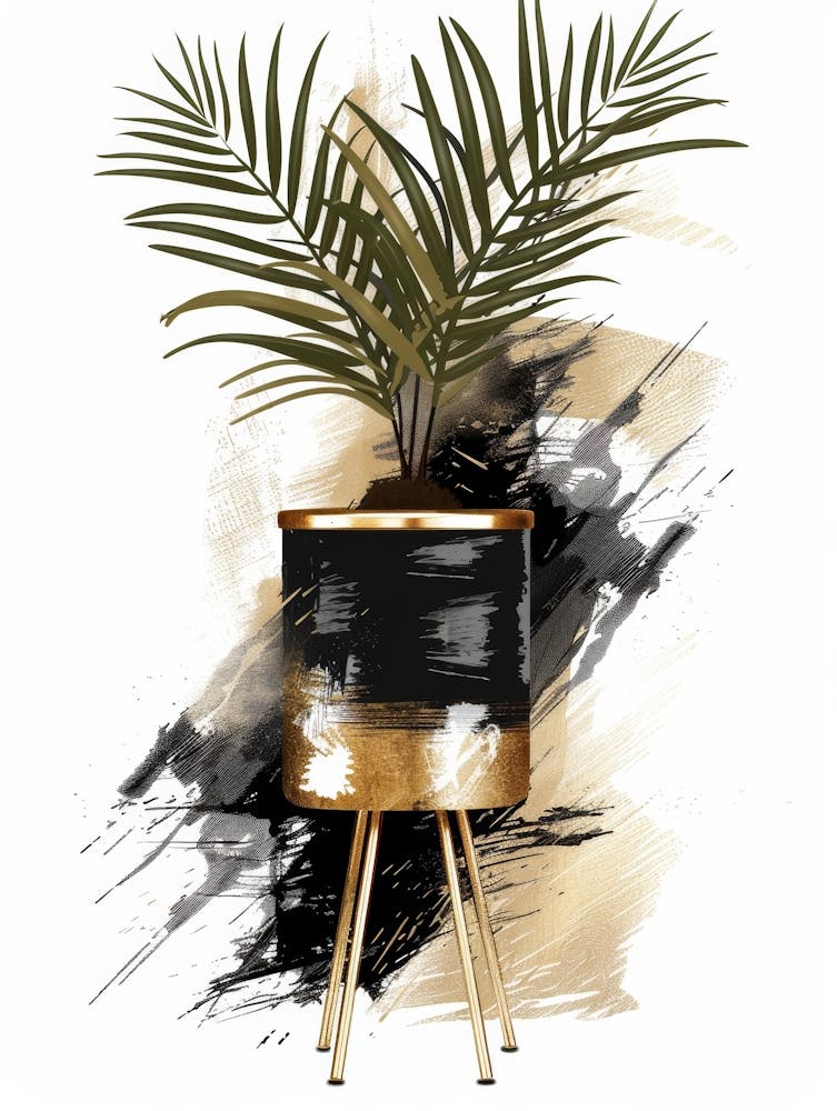 Gold And Black Planter