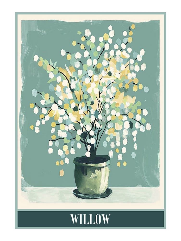 Willow Tree Flat Illustration 6 Poster