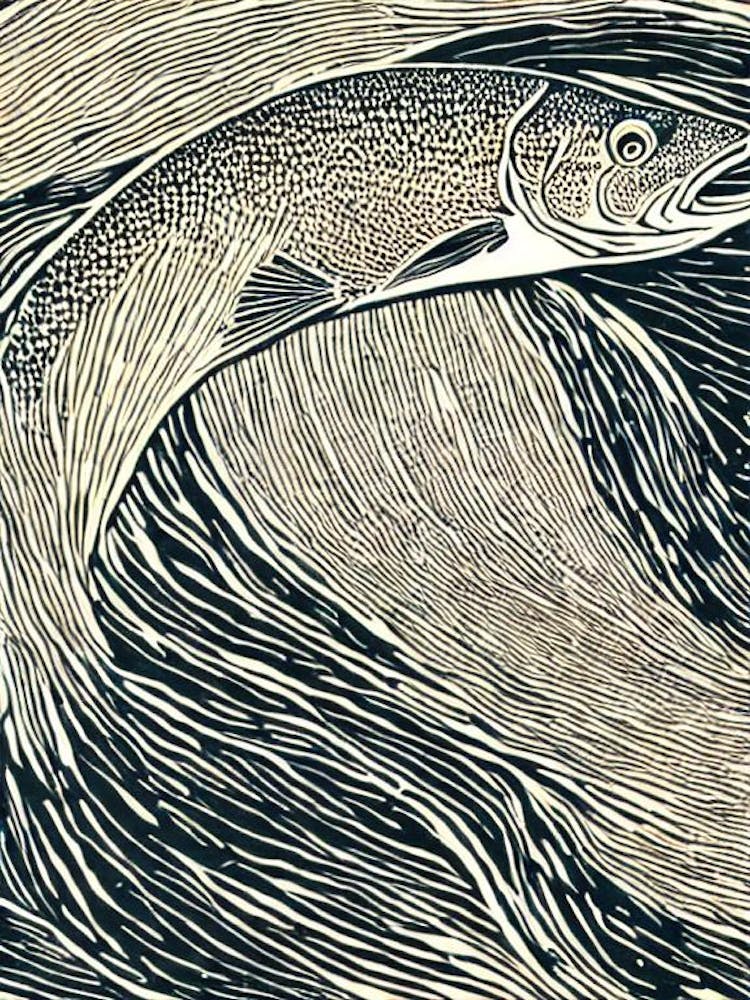 Sea Trout II Linocut