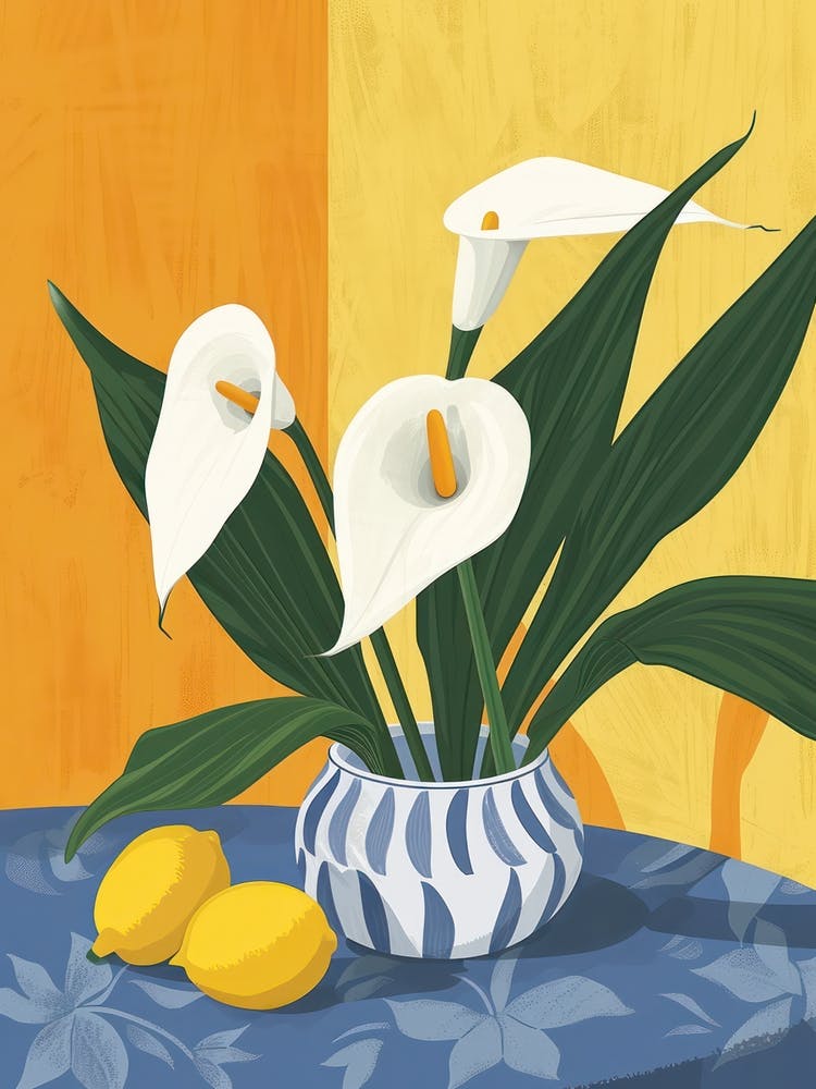Calla Lily Flowers On A Table   Contemporary Illustration 1