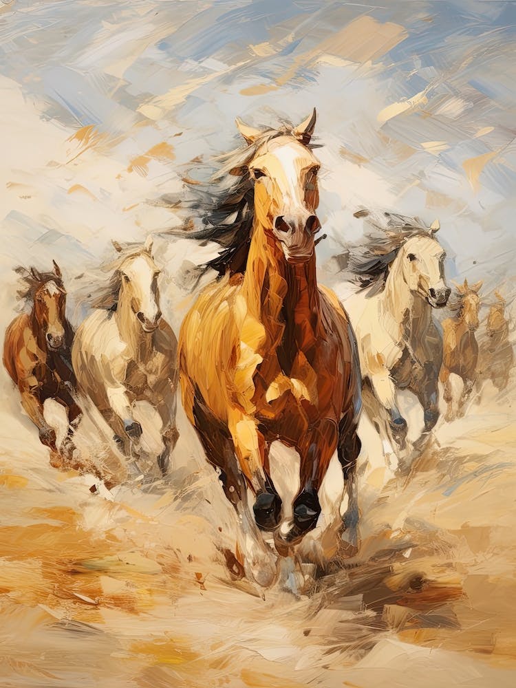 Horses Painting In Mongolia 1