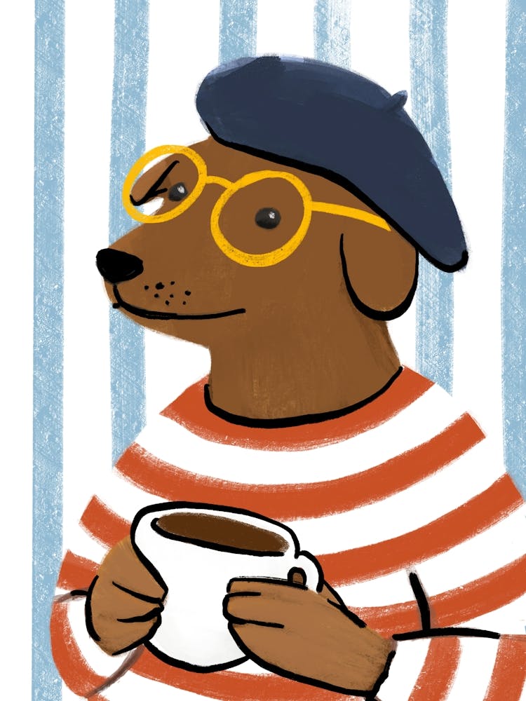 Dog With A Cup Of Coffee