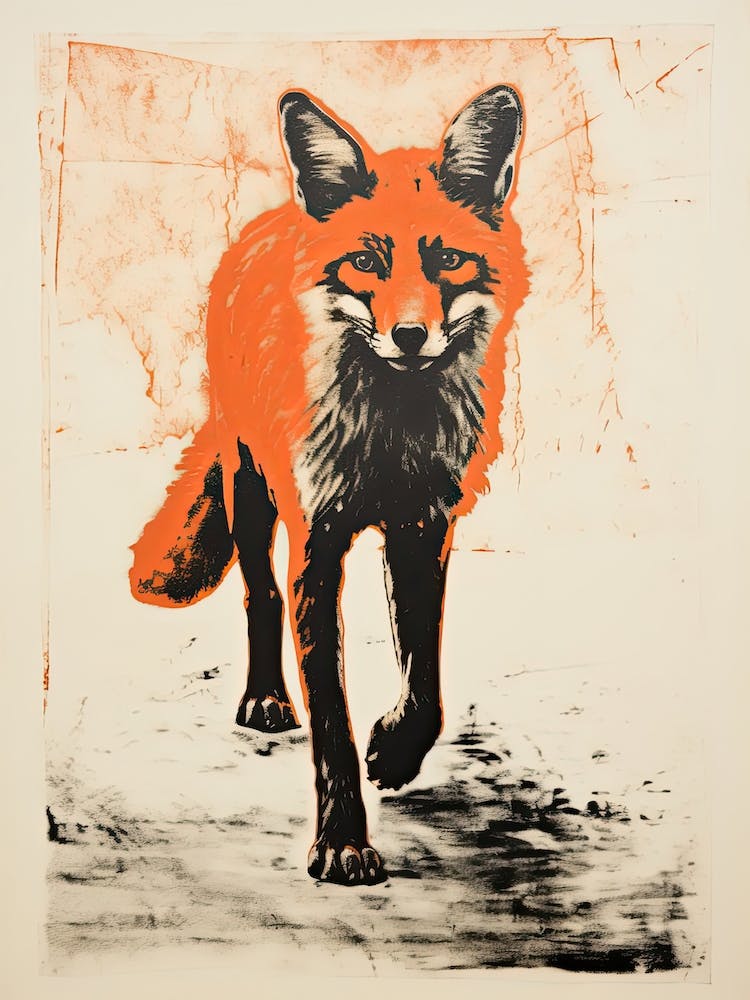 Fuchs, Holzschnitt Tierzeichnung 2