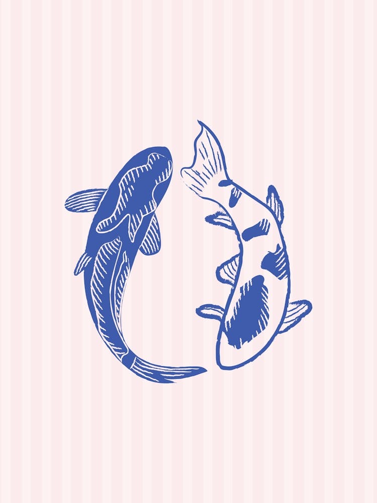 Koi Fish Striped Kitchen Poster