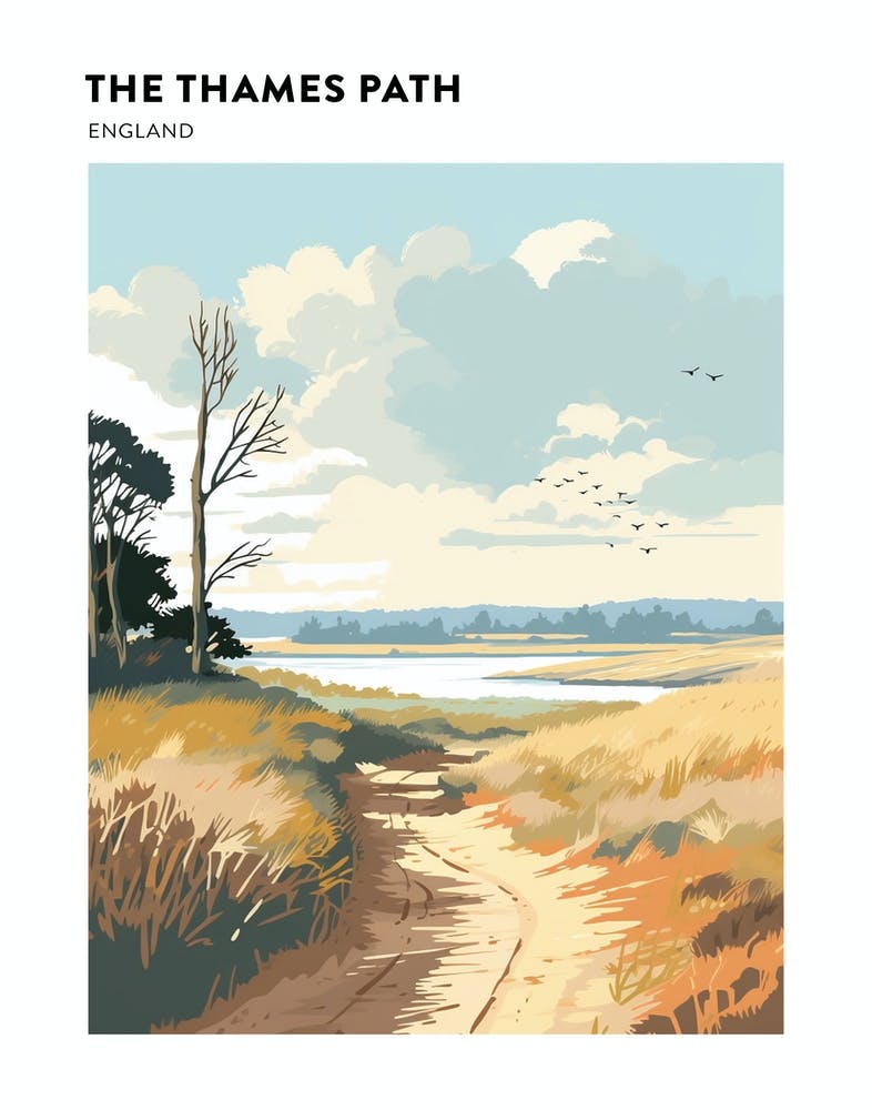 The Thames Path England 2 Hiking Trail Landscape Poster