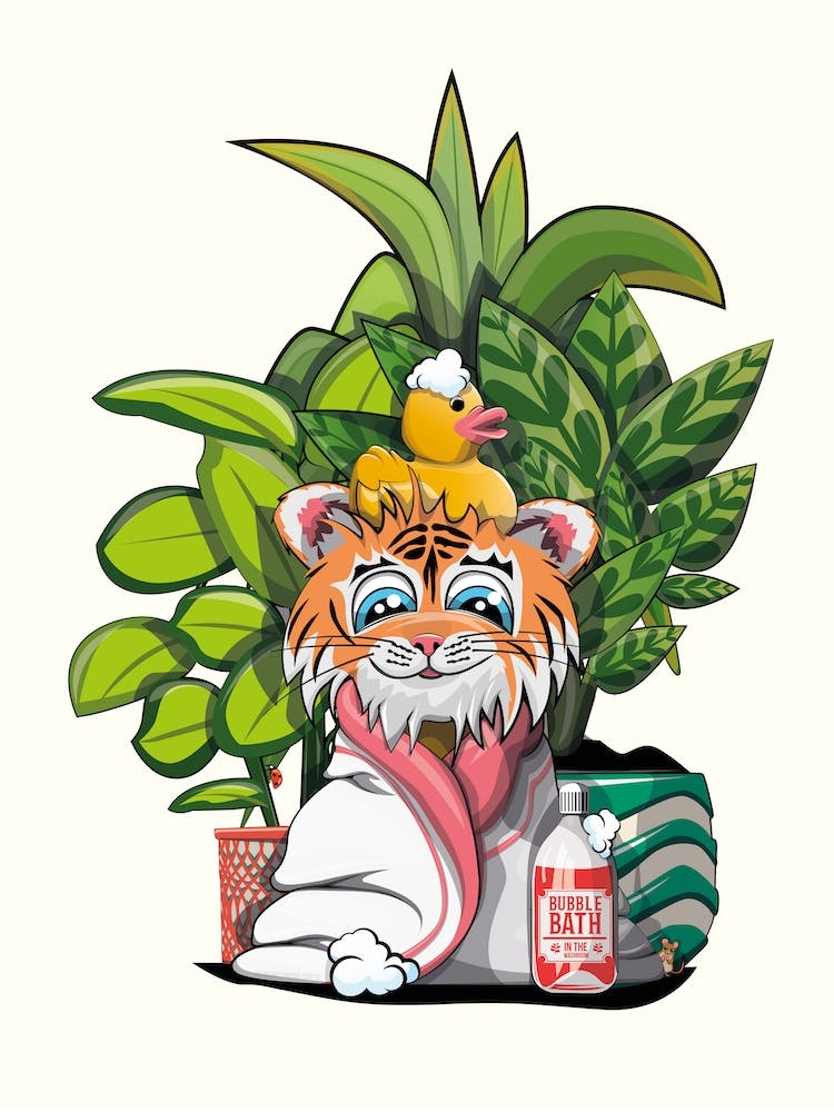 Tiger Cub In Towel