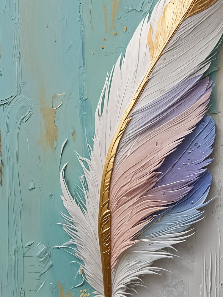 Pastel Painted Feathers no1