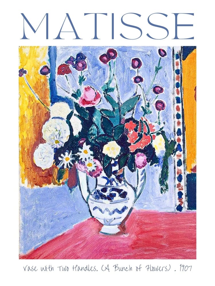 Henri Matisse Vase With Two Handles (A Bunch of Flowers) 1907 HD Remastered Perfect Poster Print for Feature Wall Decor