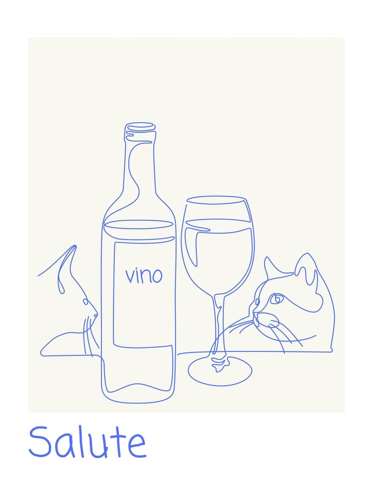 Salute Wine Poster Blue