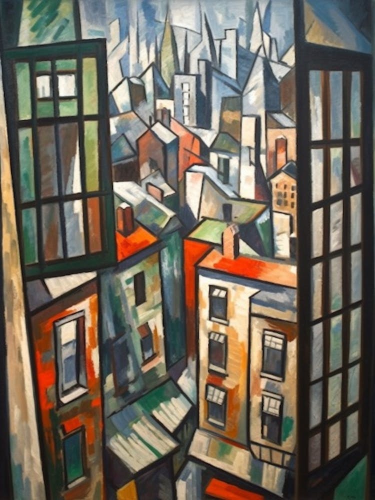 Window View New York Of In The Style Of Cubism 1