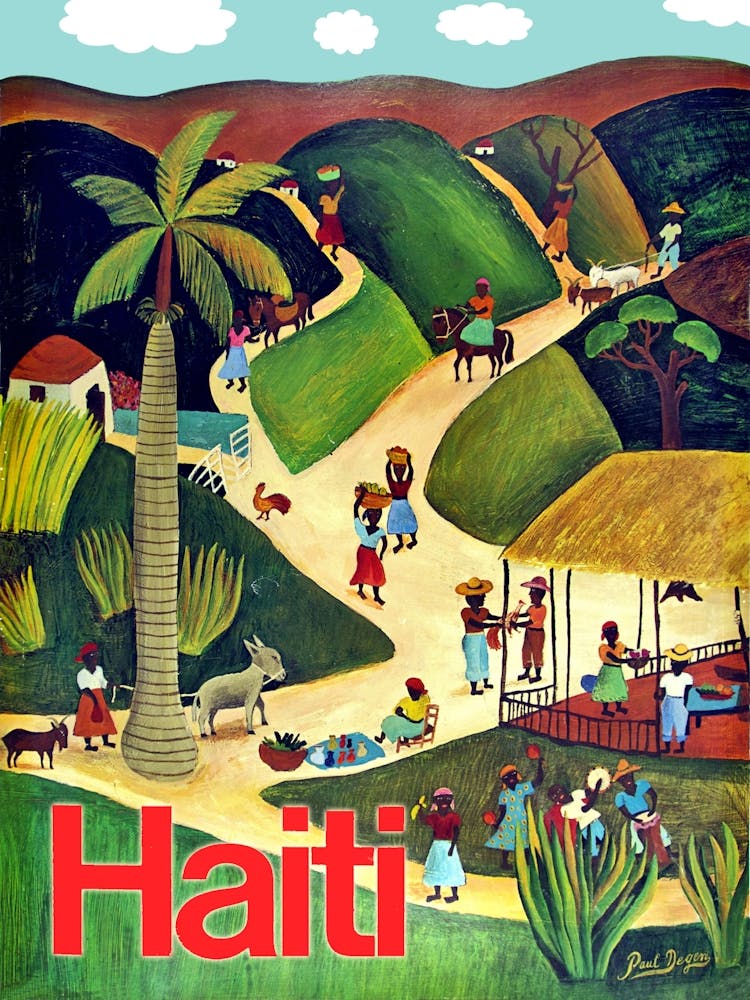 Haiti, Painting Of Traditional Village