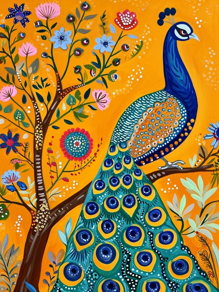 Kitsch Colourful Peacock 2