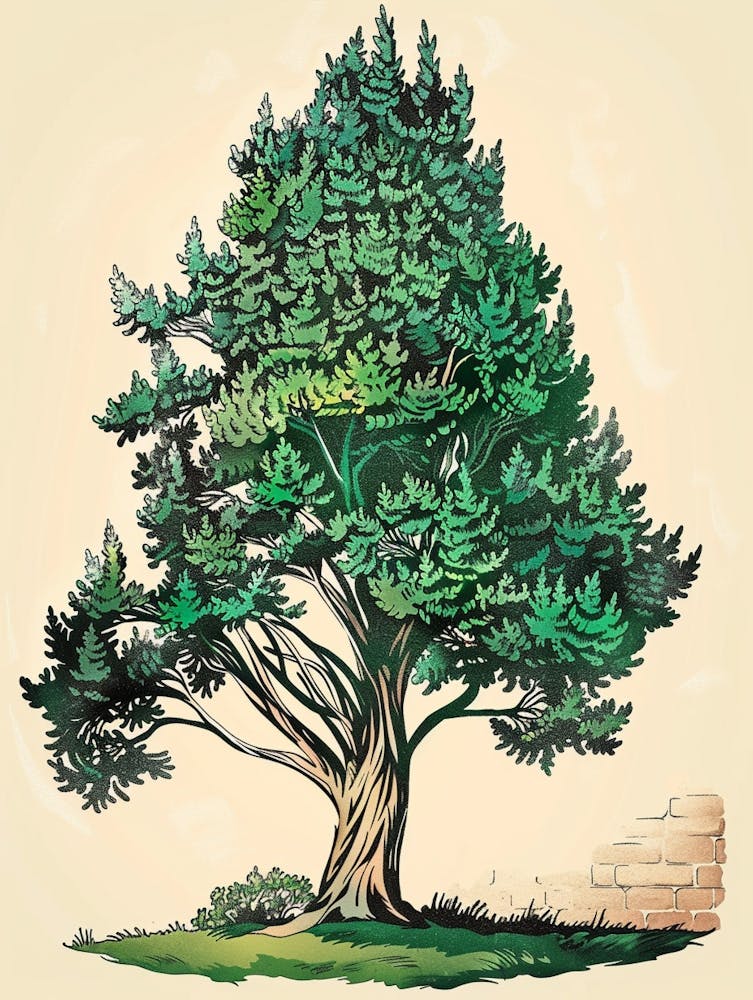 Cypress Tree Storybook Illustration 1