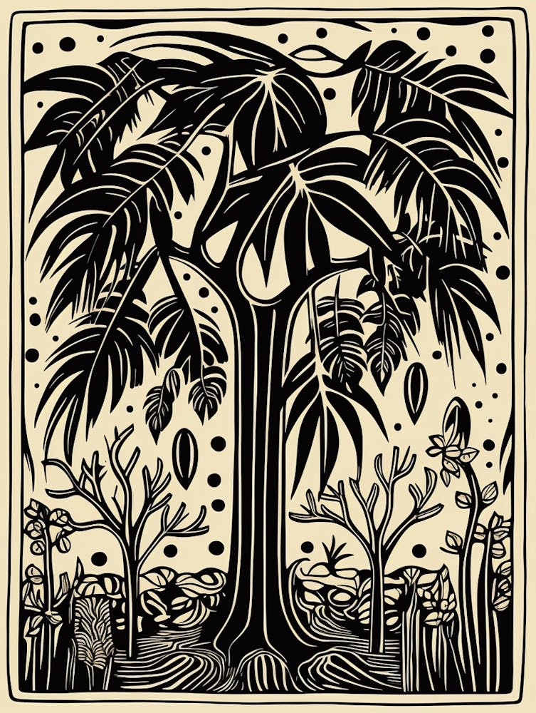 B&W Plant Illustration Areca Palm