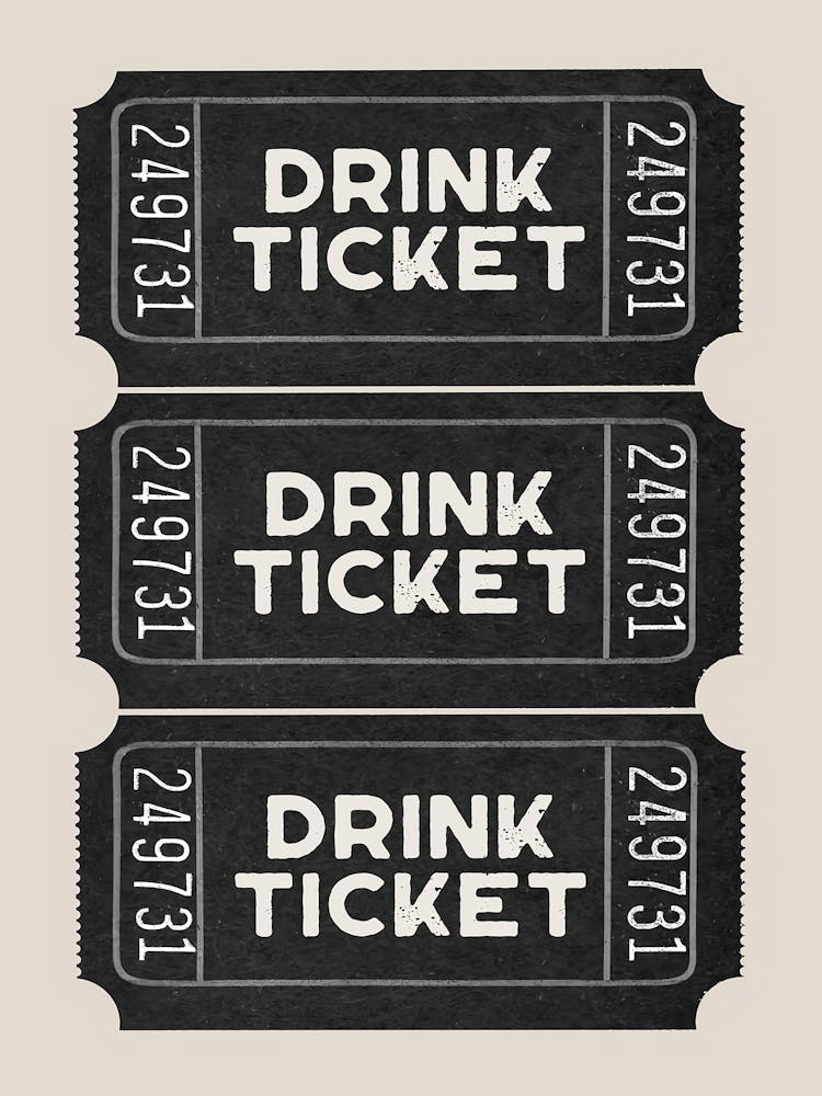 Drink Ticket Print Retro Bar Cart Print Drink Ticket Poster Trendy Wall Art Bar Cart Decor Bar