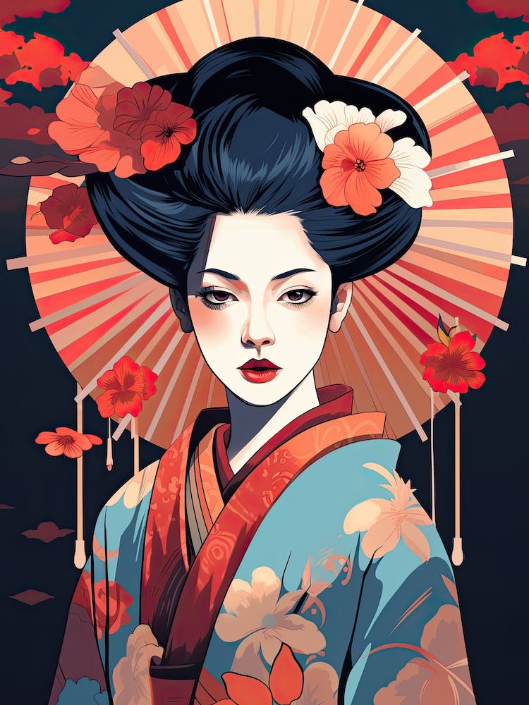 Geisha Flat Illustration  3