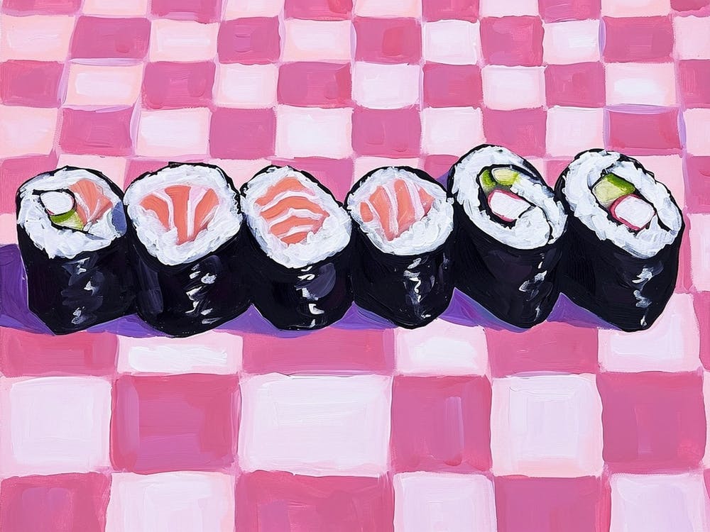 Sushi Selection Pink Checkerboard 2