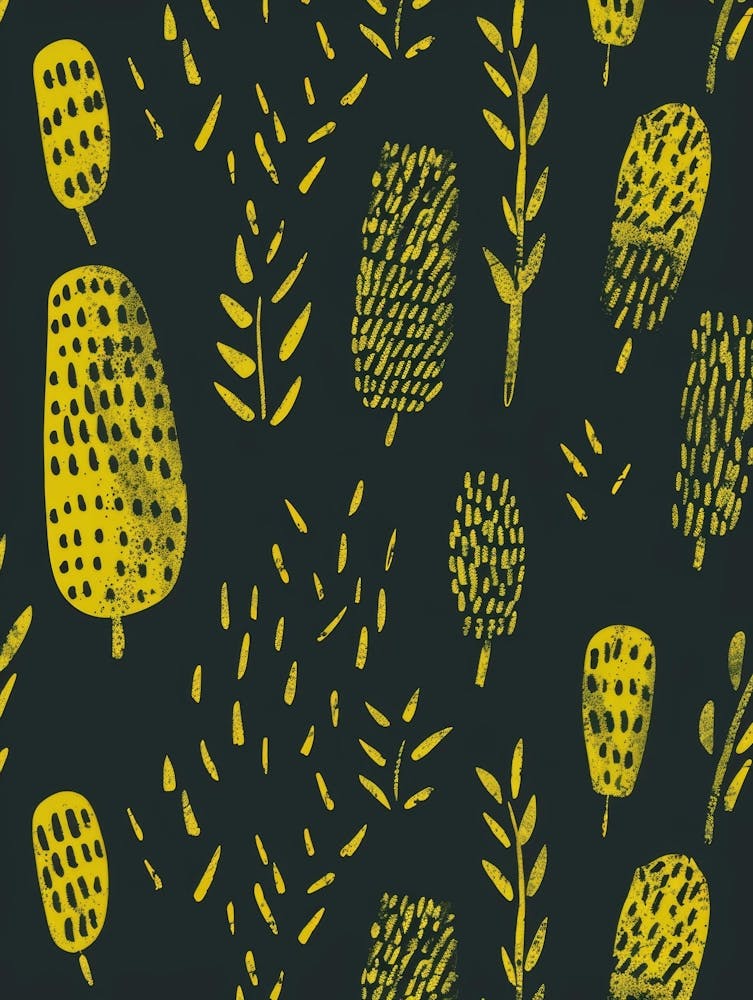 Yellow Leaves On Black Background