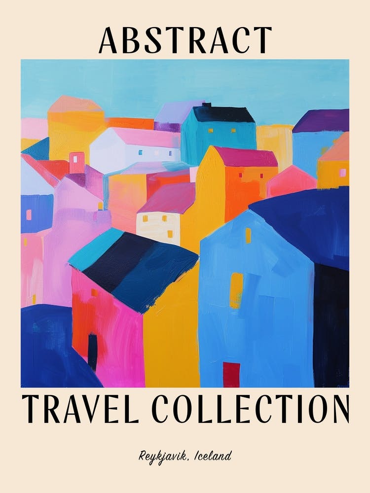 Abstract Travel Collection Poster Reykjavik Iceland 5