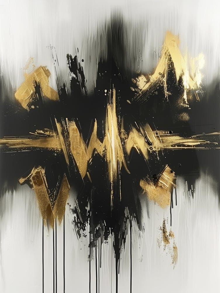 Gold And Black Abstract Painting 122