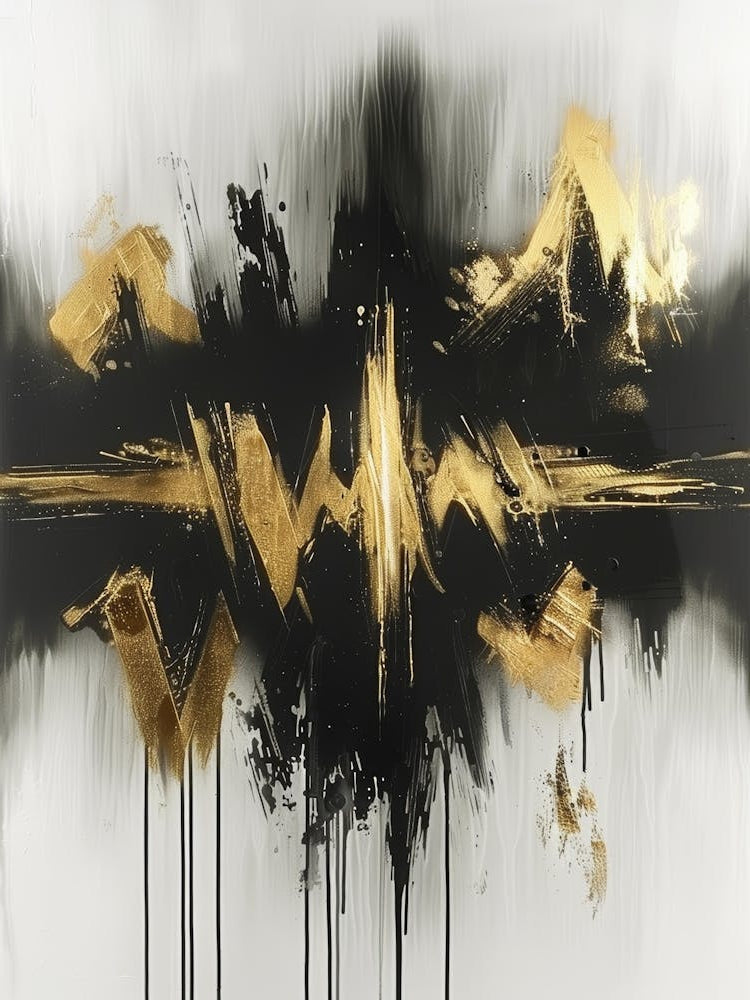 Gold And Black Abstract Painting 122