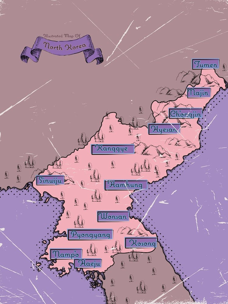 Vintage Map Of North Korea