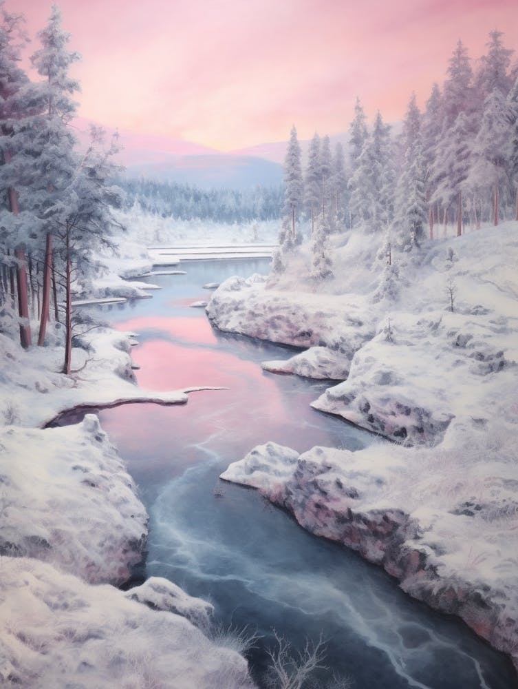 Dreamy Winter Painting Yellowstone National Park United States 3
