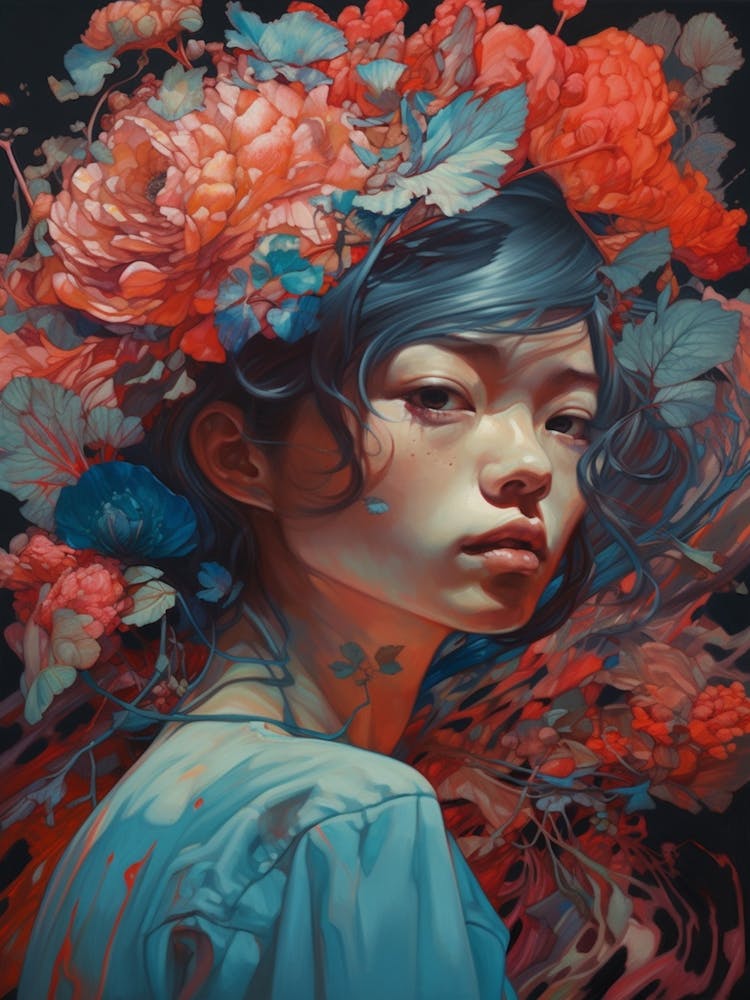 Asian Girl With Flowers 3