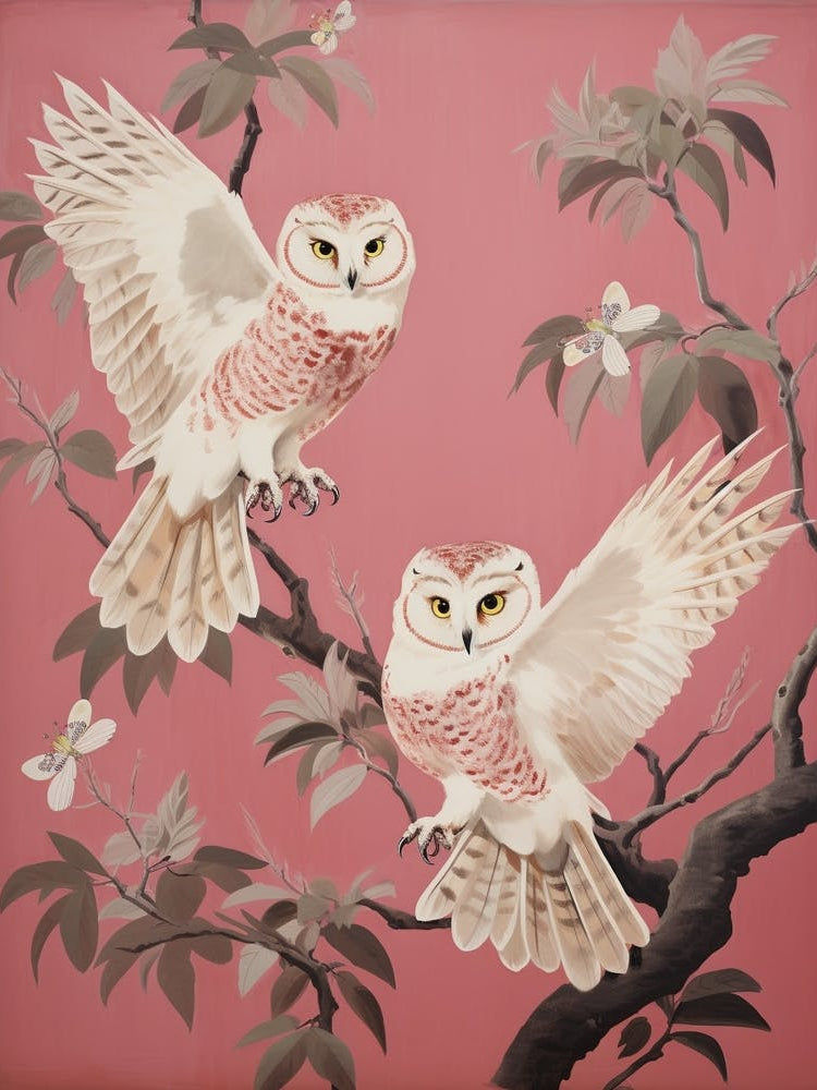 Vintage Japanese Inspired Bird Print Owl 2