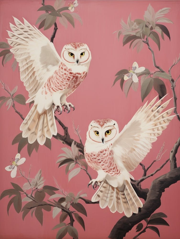 Vintage Japanese Inspired Bird Print Owl 2
