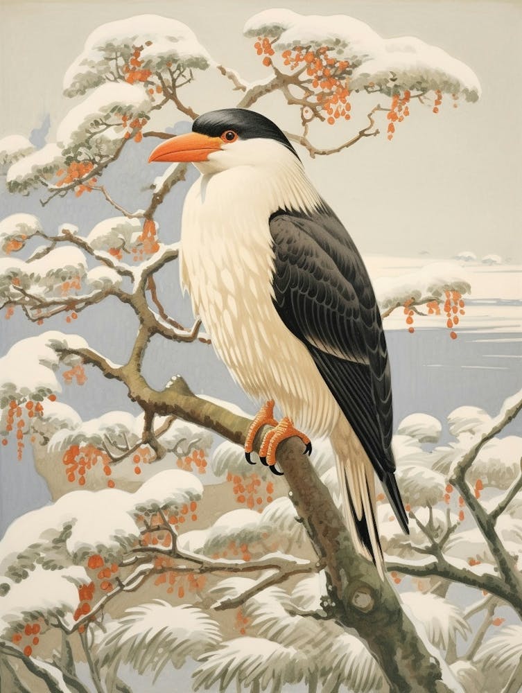 Winter Bird Painting Crested Caracara 4