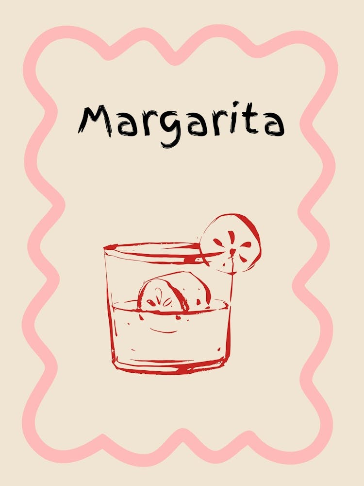 Margarita Doodle Poster Pink & Red