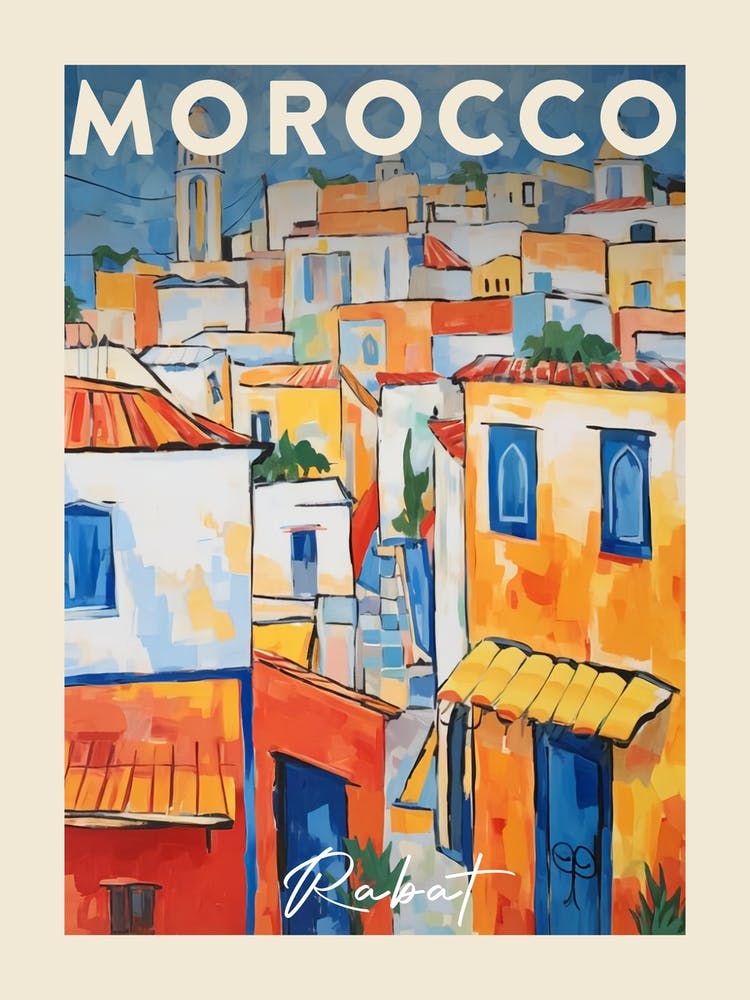 Rabat Morocco 4 Fauvist Painting Travel Poster