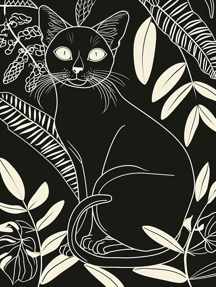 Javanese Cat Minimalist Illustration 4
